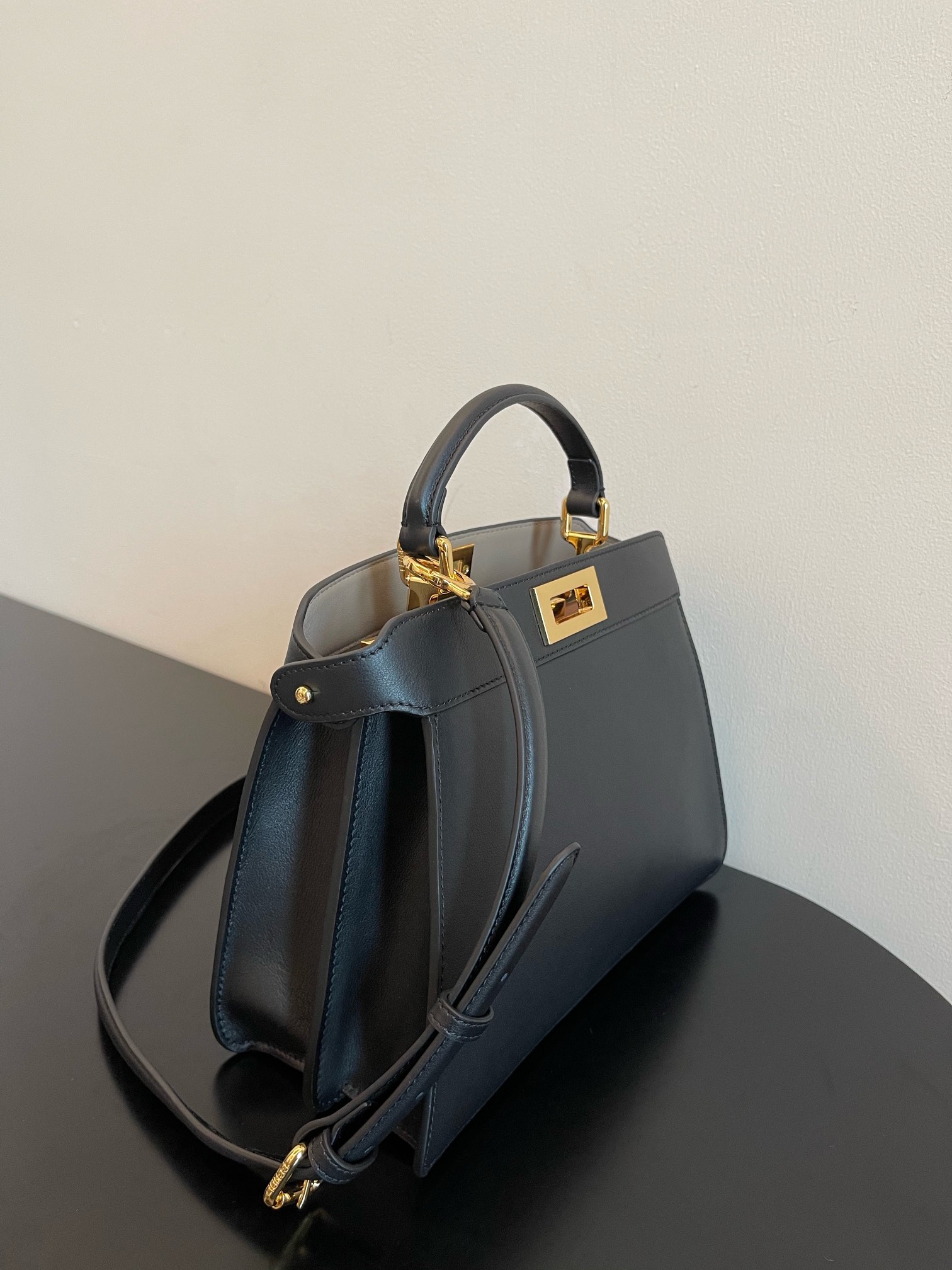 Fendi Peekaboo ISeeU Small Black Calf Leather Bag